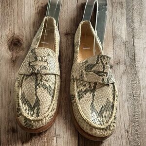 Cole Haan Snake Print Leather Penny Loafer Slip on Shoes Size 7.5B Made In India